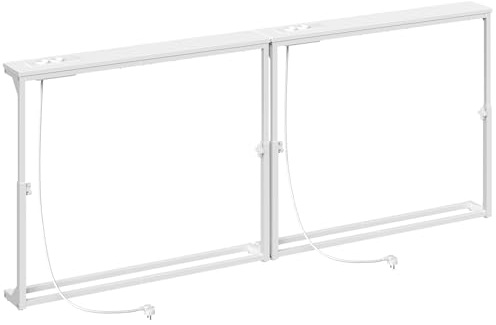 HOOBRO Schmaler Konsolentisch (15 cm breit), 2er-Set, höhenverstellbar (63.5-83.5 cm), Sofatisch mit Ladestation, Beistelltisch, Flurtisch für den Eingangsbereich, Flur, Weiß EWW95CXGP201