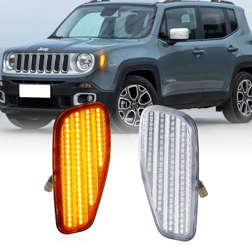 POPMOTORZ LED Seitenblinker Blinker für Jeep Renegade 2015-2017 mit Canbus Fehlerfrei 2835 SMD Transparent, 2 Stück