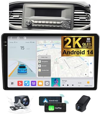 ZZPHKK Android 14 Autoradio per Peugeot 308 T9 308S 2013-2017 Carplay Android Auto 9.5 Pollici 2K Touch Screen Auto Stereo 2 DIN GPS Navigazione BT DSP FM/RDS Radio/SWC + Retrocamera DVR(A,2K M700S)