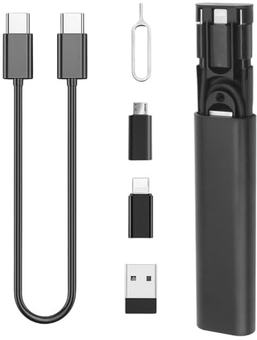 Multi USB Charging Adapter Cable Kit, 2-in-1 USB-C to USB-A Conversion Set, Includes USB-C/Lightning-compatible/Micro Adapters, 60W Fast Charging Travel & Office Essentials for Android & iOS Devices