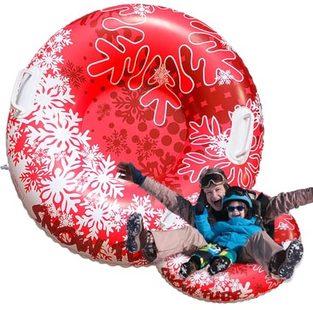 Schneematte – Aufblasbare Rutsche für Kinder zum Schlitten, 80 cm Rohr faltbar mit 2 Griffen zum Skaten und Skifahren im Freien