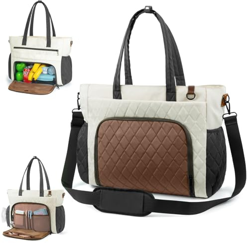 dabria Lunch Bags for Women, 15.6 Laptop Tote Bag with Insulated Lunch Compartment, Thermal Handbags for Work Picnic Teacher Nurse