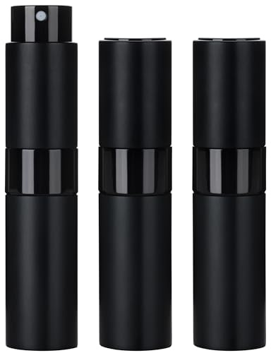 FitDA Parfümzerstäuber Abfüller, 8ML*3 Mini Parfum Zerstäuber für Unterwegs | Kompakt Nachfüllbar Parfüm Abfüller für Damen &Herren, Portable Zerstäuber Parfüm für Handtasche, Reisen & Alltag(Schwarz)