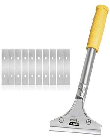 Duty Wall Scraper Tool, Wallpaper Scraper with Non-Slip Soft Grip for Effortless Removal of Wallpaper Paint Vinyl Flooring and Stubborn Materials with 10 Blades
