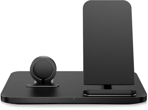Inspired Essentials 2 in 1 Wireless Charging Station Charger Dock Stand for Apple Watch and iPhone 17 16 15 14 13 12 11 X Pro - 7.5W Fast Charging (1)