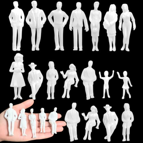 20 PCS Modell Figuren Weiß Unbemalt Verschieden stehende Figuren Passanten Spur H0 1:25, Verschiedene Posen Miniaturleute, Personen Figurine für architektonisches Planungsprojekt Modelleisenbahn