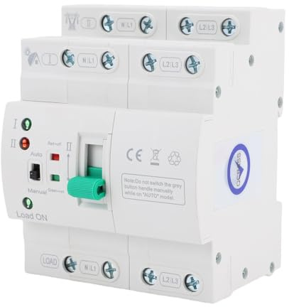 Mini ATS, Interruptor de Transferencia Automático Manual 4P 80A para Generador, Montaje en Riel DIN para Caja de Distribución PZ30, Tipo PV Ultra Delgado, para de Energía d