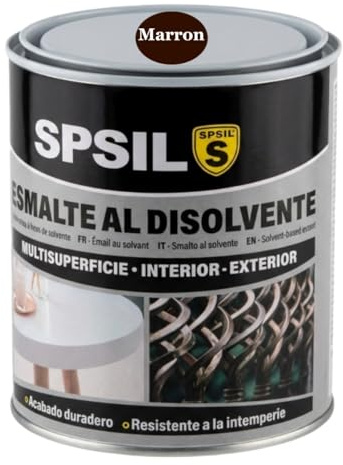 SPSIL Esmalte Sintético al Disolvente Antioxidante Marron 750ml, Directo sobre Óxido sin Imprimación - Secado Rápido para Madera y Metal - Interior y Exterior - Alto Rendimiento 8m²/L