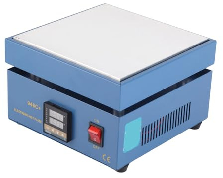 Hyuduo 200x200mm Digital LCD Electronic Hot Plate Preheating Station with Multi-Angle Cooling Design for Phone Screen Repair LED Display PCB Soldering (UK Plug)