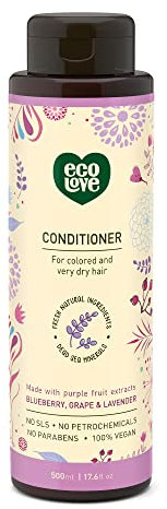 Eco Love 100% Vegan Family Conditioner, Colored and Very Dry Hair 17.6 Oz