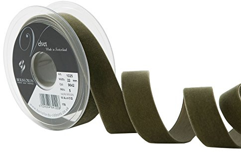 Berisfords Velvet Ribbon Loden Green 30mm x 10m - Nylon Craft Ribbon for Sewing, Gift Wrapping and Hair Accessories