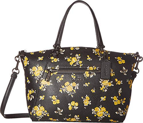 Coach Handtasche mit Flowerprint, Leder schwarz, 87109
