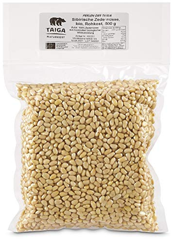 TAIGA Naturkost - Sibirische Zedernüsse Bio 500g, Zedernkerne aus Wildsammlung, Alternative zu Pinienkernen, mild und süß – naturbelassen