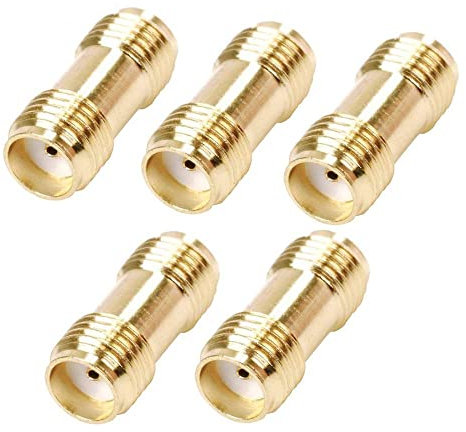 TengKo SMA Female to SMA Female Plug Connector RF Coaxial Adapter Gold Plating Adapter for Wi-Fi Antenna Repeaters Radio Signal Extension Cable (5 Pack)