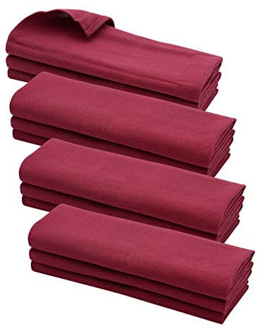 Daloual 12x Geschirrtuch/Küchentuch/Putztuch Poliertuch aus 100% Baumwolle Bordeaux-Rot Weinrot