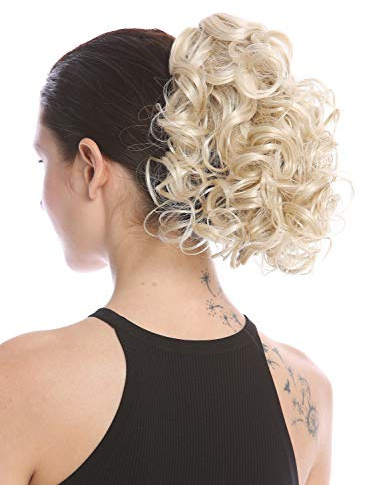 WIG ME UP - MKB-22-V-88 Haarteil Zopf Pferdeschwanz Steckkämme kurz voluminös lockig gelockt Lichtblond