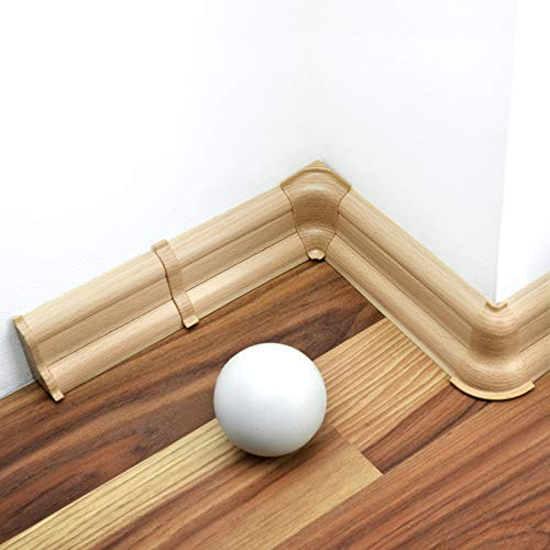 DQ-PP 10m Sockelleisten 52mm PVC Buche Laminatleisten Fussleisten aus Kunststoff Dekore