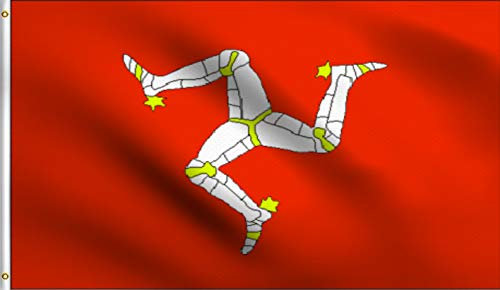 DMSE Flagge Isle of Man Manx brattagh Vannin Triskelion-Flagge, 100 % Polyester, 100 D, UV-beständig 3' X 5' Ft Foot 3' X 5' Ft Foot