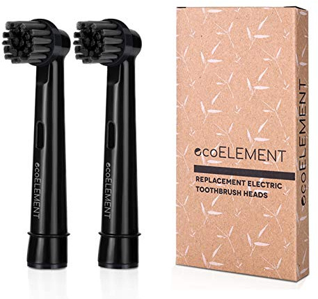Recyclable Toothbrush Head Compatible with Oral B Braun- ecoELEMENT Professional Electric Replacement Brush Heads for Oral B Toothbrushes Deep and Precise Cleaning Charcoal Toothbrush Heads 2 Pack