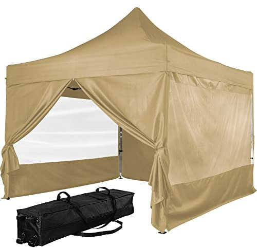 INSTENT Alu-Pavillon 3 x 3 m Pro wasserdicht UV Schutz 50+, Champagner mit 4 Seitenteilen