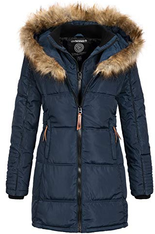 Geographical Norway Beautiful Lady - Warm Mid Thick Parka Frauen Herbst Winter - Fin Mantel Kapuze Pelz - Jacke Windschnitt Daunenjacke Long - Ideal Geschenk Elegant Fraus