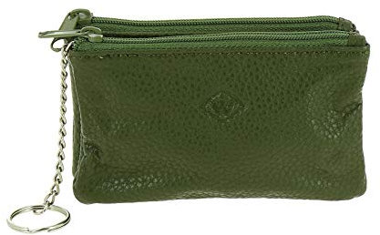 FASHIONGEN - Porte-Monnaie en Cuir à Double Compartiment à Zip, pour Homme et Femme - Kaki
