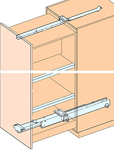 HAWA Forte Schrankauszug (Hochschrankauszug), Länge 1080 mm, Einbautiefe 1085 mm - Stahl lichtgrau RAL 7035