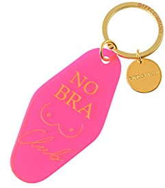 Gift Company No Bra Club Schlüsselanhänger aus Acryl in der Farbe Pink-Gold, Maße: 4,5cm x 12,4cm x 0,25cm, 1050101013
