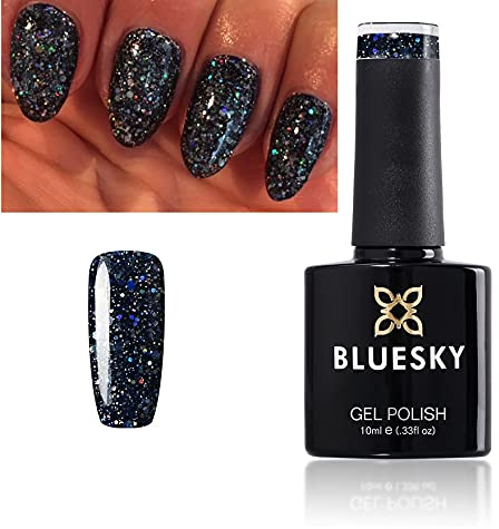 Bluesky Gel Nail Polish GLITTER DIAMOND RANGE BLZ CHOOSE YOUR COLOR GLITTER GEL UV LED Soak Off 10ml (BLZ 19 Blue Multi Glitter)