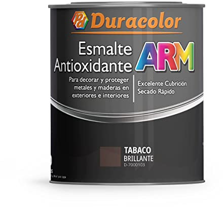 Esmalte Antioxidante ARM - Color Tabaco - 4 Litros - Superficie Exterior e Interior - Acabado Brillante y de Rápido Secado - Excelente Dureza y Resistencia - Duracolor