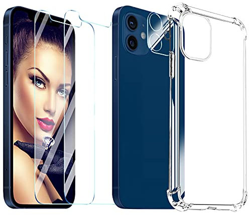 mtb more energy® Protection Bundle kompatibel mit Apple iPhone 12 Mini (5.4) - 1x Soft Armor Hülle + 2X Display-Schutzglas + 1x 3D-Kamera-Schutzglas