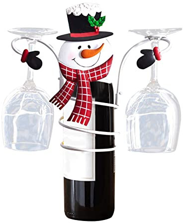 TT- Weihnachten Weinglashalter mit Weinflaschenhalter, Weinhalter aus Metall, freistehend, für 2 Weingläser, Weinständer Dekoration Geschenk Geburtstag Weinliebhaber Weihnachten (B1PCS)