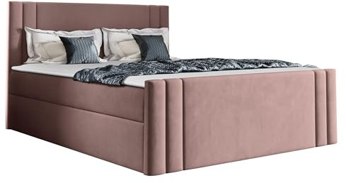 Mirjan24 Boxspringbett mit 2 Bettkästen Harlon, Bett mit Polsterkopfteil und Fußteil, Matratze, Topper, Polsterbett, Doppelbett für Schlafzimmer (160 x 200 cm, Amor Velvet 4308)
