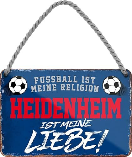schilderkreis24 – Fußballschild “Fussball Religion Heidenheim“ Deko Garage Artikel Sport Verein Geschenkidee Club Weihnachten Fußball Fan Liebhaber Begeisterte 18x12 cm