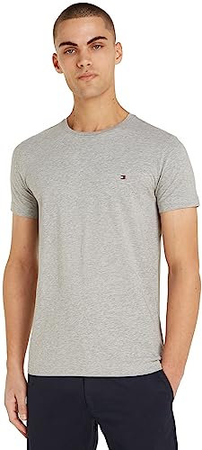 Tommy Hilfiger CORE STRETCH SLIM C-NECK TEE Kurzarm T-Shirts Herren, Grau (Light Grey Heather), S