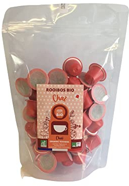 CAPSUL&BIO Rooïbos Chaï - Capsules Compatibles avec Nespresso - Pochette de 50 Capsules Biodégradables, 100% Végétales - Rapide et Sain - Fabriqué en France