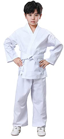 JUST YEARN Karate Gi, Lightweight Karate Uniform for Kids Adults, Martial Arts Training Suit with Free Belt