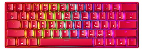 GK61 Teclado mecánico para juegos – 61 teclas multicolor RGB iluminado LED retroiluminado con cable programable para PC y Mac Gamer (Gateron óptico amarillo, rojo)
