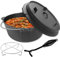 Froadp 9L Dutch Oven Set Eingebranntes Kochtopf Gusseisen Topf mit Deckel Griff Haken & Ständer Tragbare Grilltopf für Camping Picknicks BBQ Feuertopf für Induktion Gasgrill Gasherde Lagerfeuer