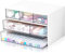Lighterday Desktop Drawers,Plastic Storage Drawers Stackable Storage Boxes,Desk Organiser Drawers for Desk Storage Makeup Storage Bathroom Storage Office Storage Home Storage (6 Drawers & White), xl