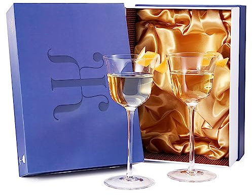 Nick & Nora Weingläser, Stiel, kristallklar, strahlend, 2er-Set, mundgeblasene klassische Cocktailgläser, langlebige Qualität, ideal für Hausbar, besondere Anlässe (170 ml)