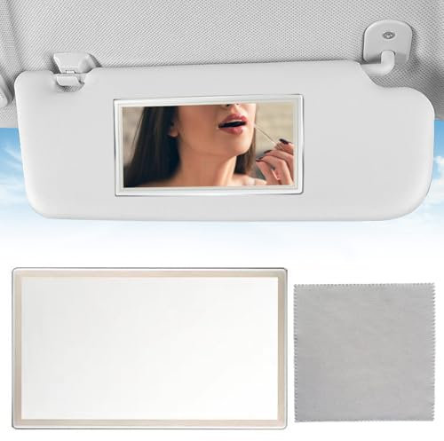Auto Specchio Cosmetico,Specchietto Auto,Specchietto Retrovisore per Auto Specchio,Specchietto per Visiera Auto,Specchietto per il Trucco per Auto,Specchio Cosmetico Autoadesivo,con Panno per occhiali
