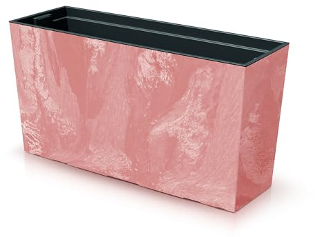 URBNLIVING Grand pot de fleurs rectangulaire en béton à poser au sol pour intérieur ou extérieur en terre cuite