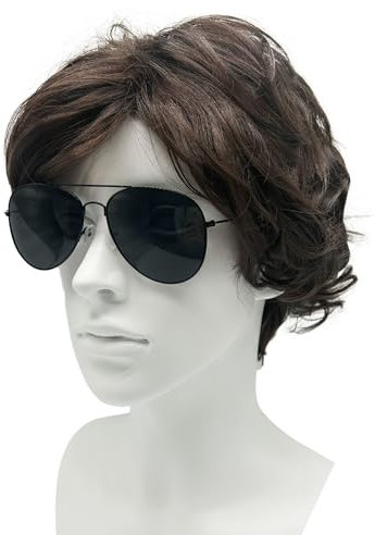 SKHAOVS Lockige Perücke Herren Hellbraun Perücke Kurz Perücke hitzebeständige synthetische Perücke Haar Halloween HerrenPerücke Party Daily Wear Herren Damen, Karneval Kostüme Cosplay (Braun)