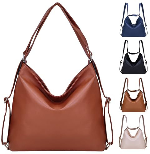 ARNTY Rucksack Damen Handtasche 2 in 1, Elegant Schultertasche für Arbeit, Reisen, Ausflug (Braun)