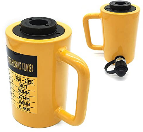 JINPRDAMZ Hydraulic Cylinder, 20T Single Section Professional Hydraulic Cylinder, Diameter 28 mm Single-Acting Hollow Cylinder, Can Be Used with Hand Pump, Foot Pump, Electric Pump and Other Pumps.