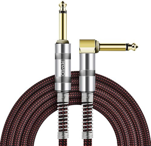 OTraki Instrumentenkabel Elektrisches 6.3mm Gitarrenkabel Lärmschutz mit Abgewinkelte Stecker und Standard Klinke für E-Gitarre, Bassgitarre, Keyboard, Elektrische Mandoline