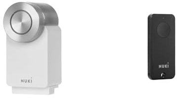 Nuki Smart Lock Pro (4.ª generación), cerradura inteligente con WiFi y Matter para acceso remoto & Fob, llavero Bluetooth, cerrar la puerta pulsando un botón, extensión para Smart Lock