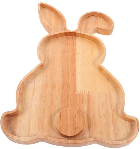 ABOOFAN Couchtischtablett Osterhasen-Tablett Holztablett hasenform Vorspeisenbrett Brot-Servierbrett Nachspeisen Couchtischdekoration Hasentablett aus Holz Obstschale aus Holz Karikatur
