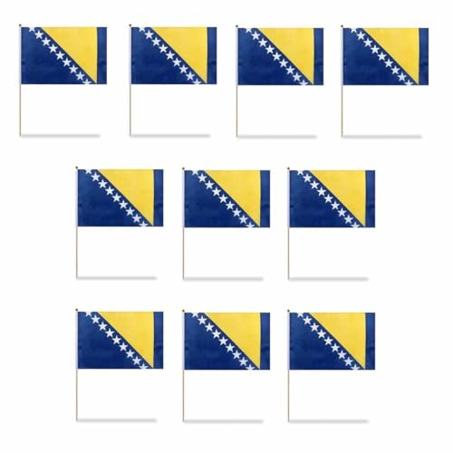 Sonia Originelli Bosnien Winkfahnen 10er Set 30 x 45 cm - Fanartikel in der bosnischen Nationalflagge für WM, EM und Public Viewing